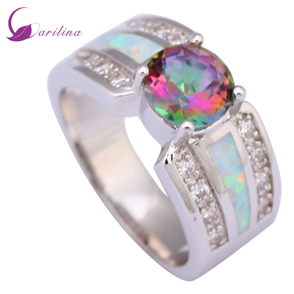 Rainbow Mystic White Cubic Zirconia Opal Ring Stamp Silver Color Party Rings For Women Silver Jewelry Bridal Size 5 6 7 8 9 R255
Rainbow Mystic White Cubic Zirconia Opal Ring Stamp Silver Color Party Rings For Women Silver Jewelry Bridal Size 5 6 7 8 9 R255