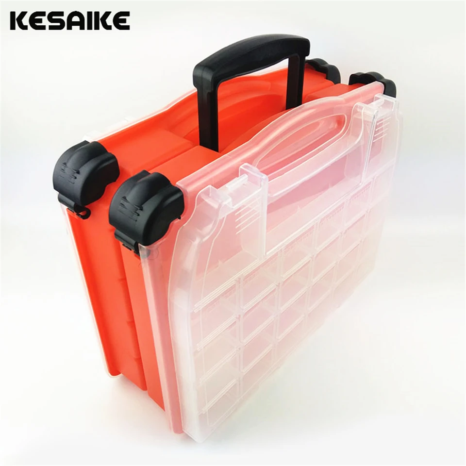 KESAIKE Big size 38*17*32cm Portable Fishing Tackle Box, Double side multi plaid Fishing Accessories Waterproof Tools Set box
KESAIKE Big size 38*17*32cm Portable Fishing Tackle Box, Double side multi plaid Fishing Accessories Waterproof Tools Set box