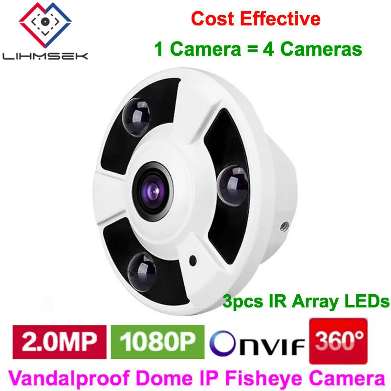 Lihmsek Onvif 1080P Fisheye 360 градусов широкоугольная купольная IP-камера 2 Мп HD IP