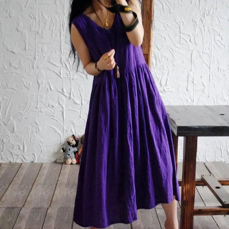 brief Cotton Linen Dress Loose Women Vestidos 2017 V Neck Causal Dress Maxi Solid Long Sleeveless Summer Dress Pocket
brief Cotton Linen Dress Loose Women Vestidos 2017 V Neck Causal Dress Maxi Solid Long Sleeveless Summer Dress Pocket