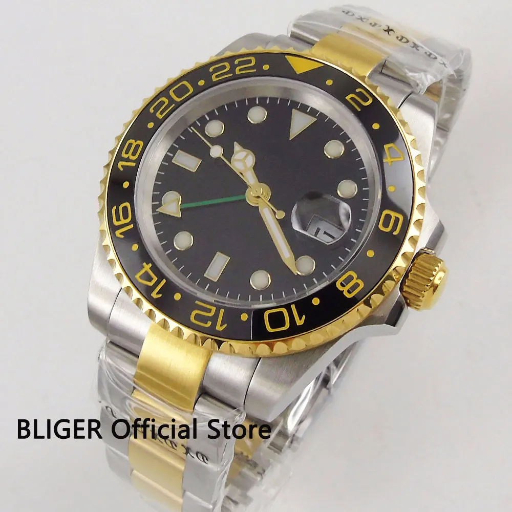 Sapphire Crystal 40MM BLIGER Black Sterile Dial Ceramic Bezel GMT Function Luminous Luxury Automatic Movement Men's Watch B272
Sapphire Crystal 40MM BLIGER Black Sterile Dial Ceramic Bezel GMT Function Luminous Luxury Automatic Movement Men's Watch B272