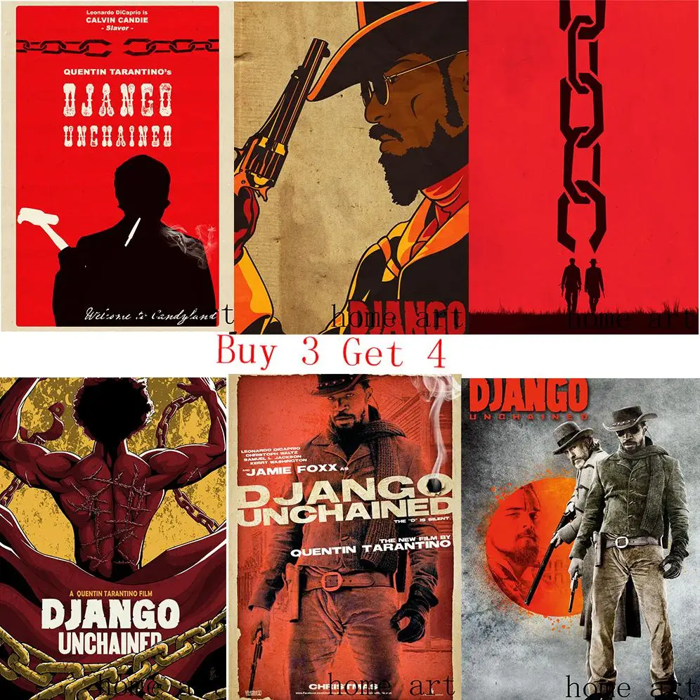 Постер Django без цепей четкое изображение настенные наклейки украшение для дома