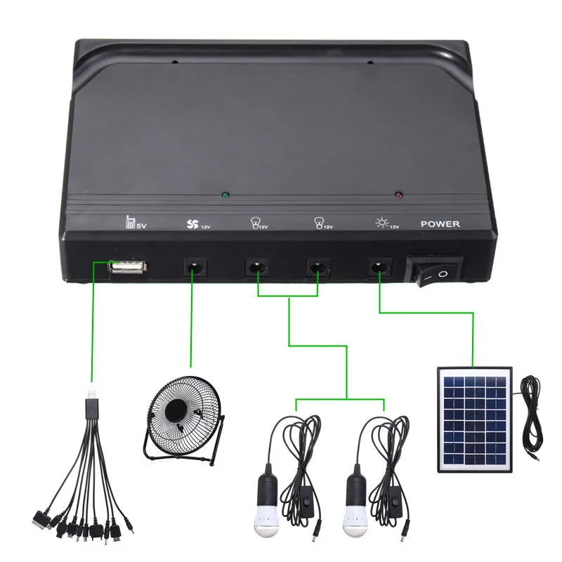 5V USB Charger Home System Solar Power Panel Generator Kit with 3 LED Bulbs Light and 8 inch Fan for Indoor or Outdoor
5V USB Charger Home System Solar Power Panel Generator Kit with 3 LED Bulbs Light and 8 inch Fan for Indoor or Outdoor