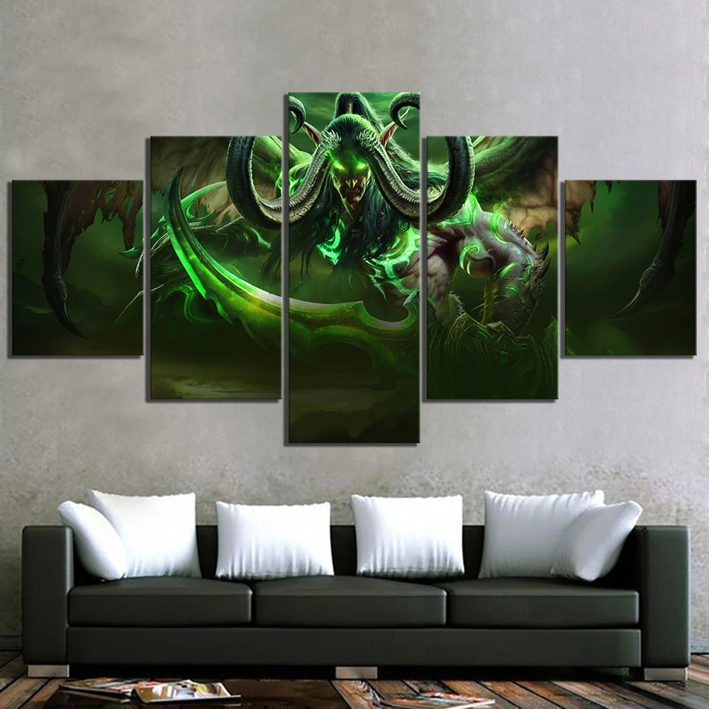 5 шт. HD картина WOW Hero Illidan Stormrage картины настенные наклейки World of Warcraft видеоигра