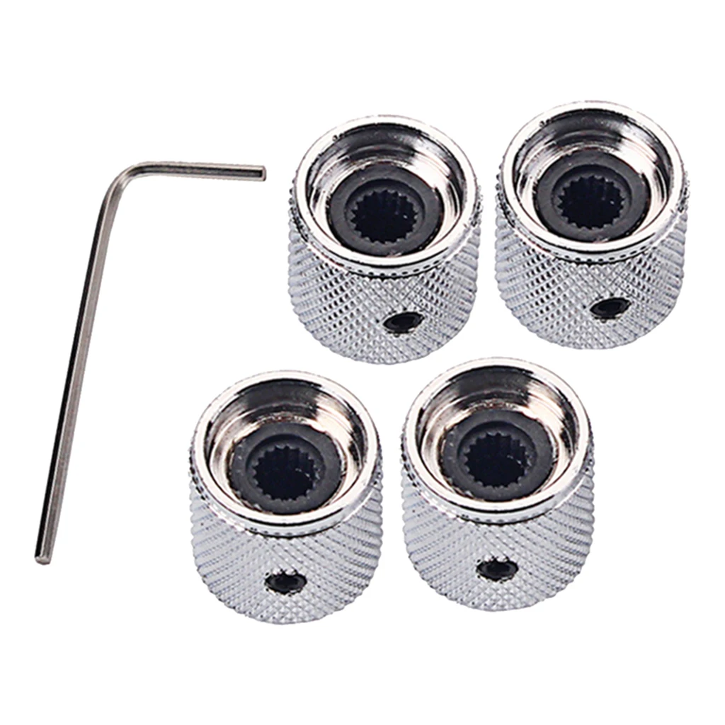 4 Pieces Electric Guitar Bass Dome Volume Tone Speed Control Knob Button with Wrench Chrome Parts Accessories
4 Pieces Electric Guitar Bass Dome Volume Tone Speed Control Knob Button with Wrench Chrome Parts Accessories