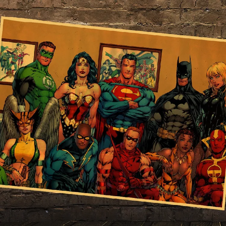 Винтаж DC Comics Лига Справедливости фильм о супергероях Ретро плакат крафт бумага