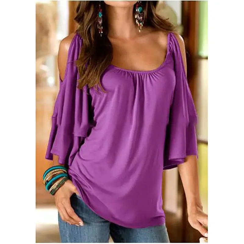 Sexy t-shirt-women 2022 summer o-neck ruffled sleeve top female strapless solid color casual ladies tops hot sale
Sexy t-shirt-women 2022 summer o-neck ruffled sleeve top female strapless solid color casual ladies tops hot sale