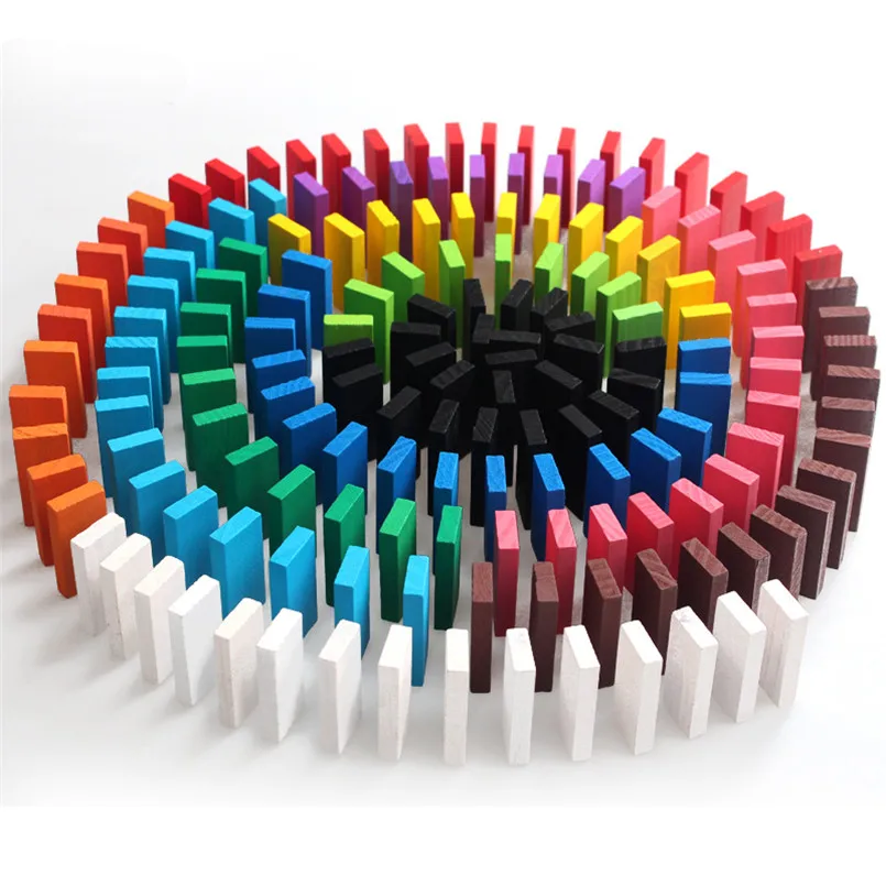 360 шт./компл. детские цветные радужные деревянные блоки домино игрушки для детей