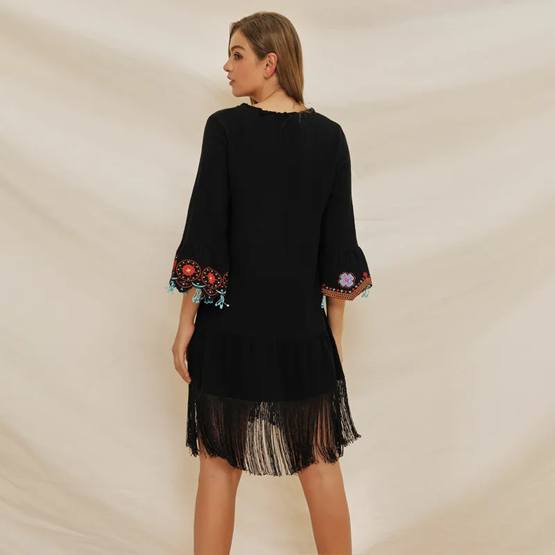 KIYUMI Dress Women Cotton Summer Dress Floral Embroidered Tassel Lace Up V-neck Long Sleeve White Black Mini Plus Size Dress New
KIYUMI Dress Women Cotton Summer Dress Floral Embroidered Tassel Lace Up V-neck Long Sleeve White Black Mini Plus Size Dress New