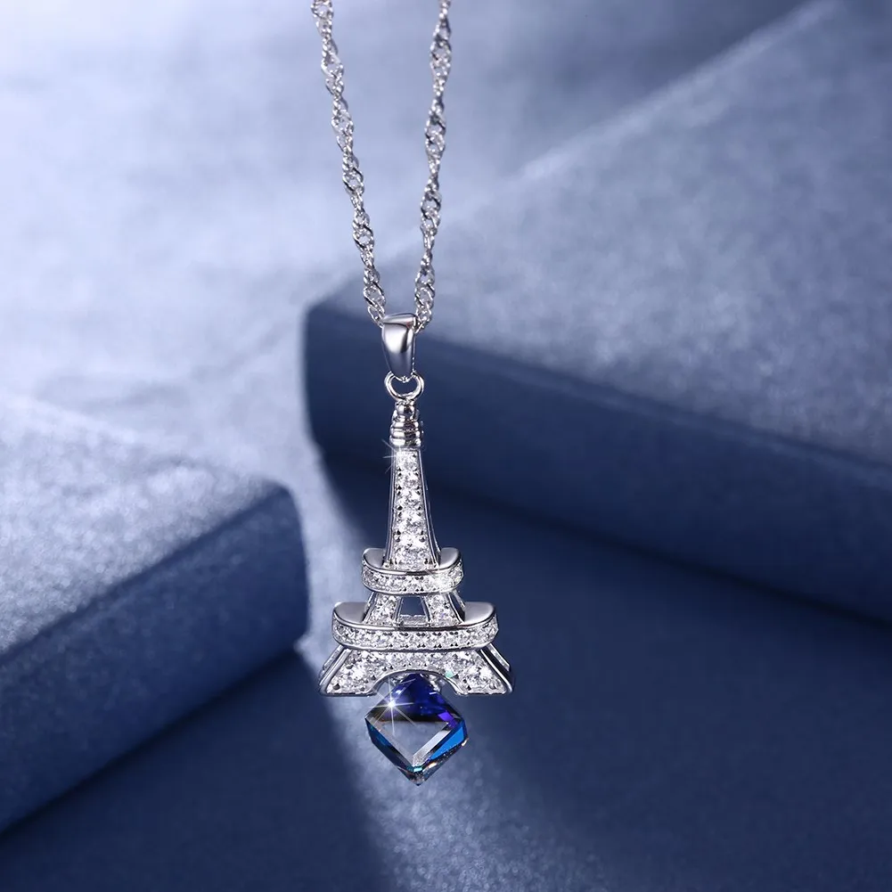 Eiffel Tower Necklace 925 Sterling Silver Crystal Pendant Necklaces Fashion Sterling-Silver-Jewelry Classic Necklaces For Women
Eiffel Tower Necklace 925 Sterling Silver Crystal Pendant Necklaces Fashion Sterling-Silver-Jewelry Classic Necklaces For Women
