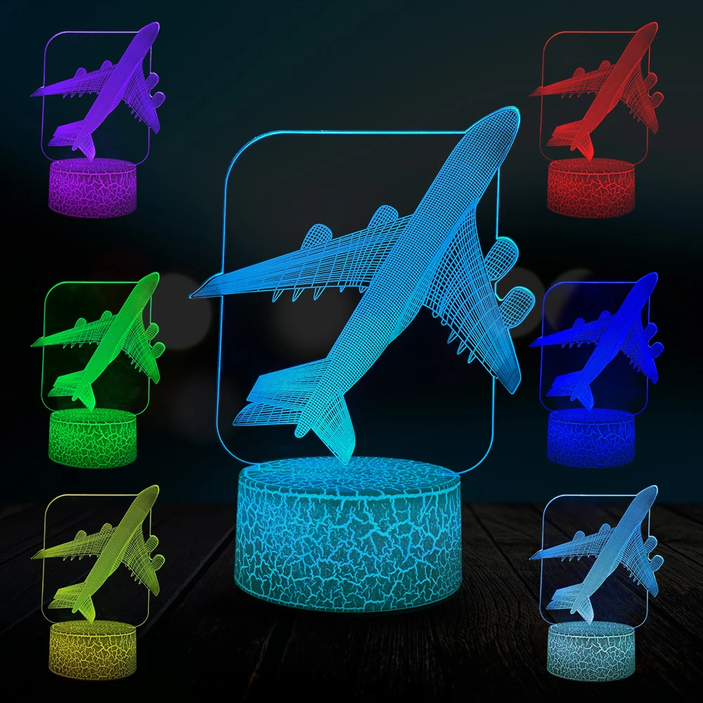 Aircraft Warplane Model Creative 3D Lamp Table Desk Night Light Multicolor Illusion Fade Atmosphere Flash Change Kid Christmas
Aircraft Warplane Model Creative 3D Lamp Table Desk Night Light Multicolor Illusion Fade Atmosphere Flash Change Kid Christmas