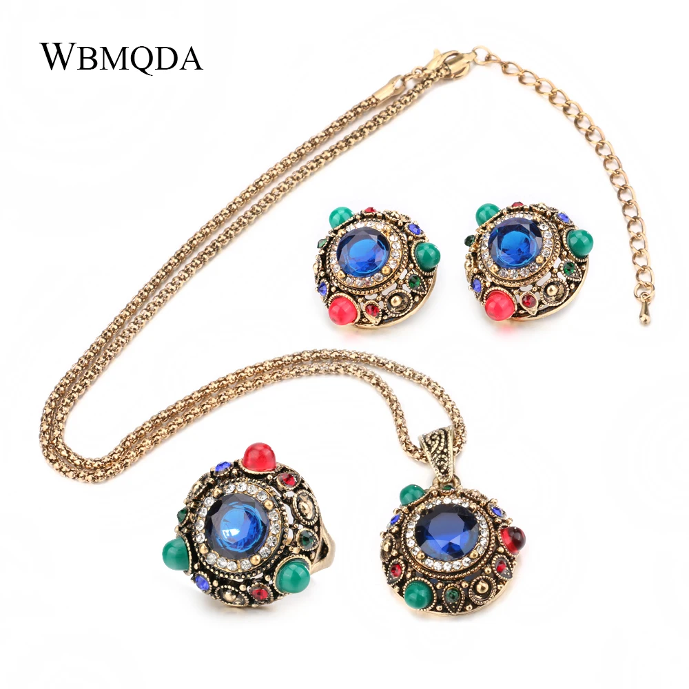 3Pcs/lot Boho Dubai Gold Women Fashion Wedding Jewelry Sets Blue Stone Pendant Necklace Earrings Ring Vintage Free Shipping
3Pcs/lot Boho Dubai Gold Women Fashion Wedding Jewelry Sets Blue Stone Pendant Necklace Earrings Ring Vintage Free Shipping