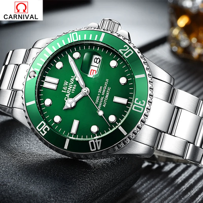 Luxury Brand CARNIVAL Fashion Male Steel Strap Automatic Mechanical Watches Men's Sports Military Wrist Watch relogio masculino
Luxury Brand CARNIVAL Fashion Male Steel Strap Automatic Mechanical Watches Men's Sports Military Wrist Watch relogio masculino