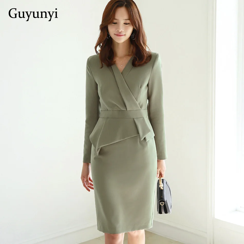 Spring Office Lady Dress V-Neck Asymmetry Full Sleeve Athens Officially Plain Knee-Length Pencil Dresses Women's Clothing
Spring Office Lady Dress V-Neck Asymmetry Full Sleeve Athens Officially Plain Knee-Length Pencil Dresses Women's Clothing
