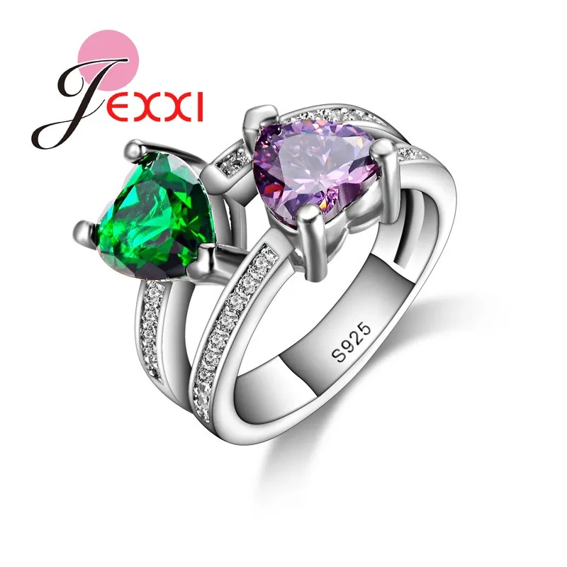 Creative Design Hollow Romantic Double Hearts Purple Green Crystal Women Wedding Party Rings Fashion 925 Sterling Silver Jewelry
Creative Design Hollow Romantic Double Hearts Purple Green Crystal Women Wedding Party Rings Fashion 925 Sterling Silver Jewelry