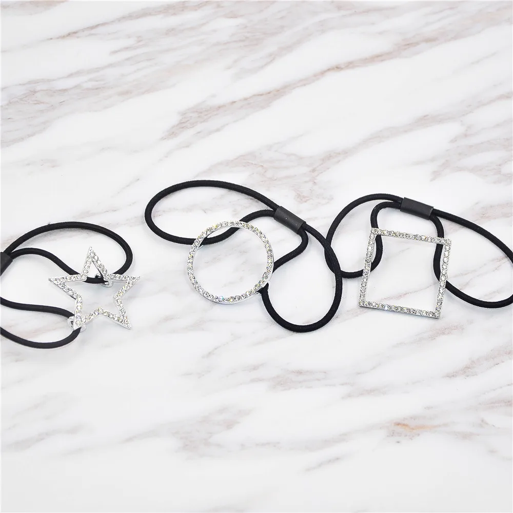 3 Pieces/lot Crystal Stars Circle Square Hair Tie for Girls and Women Fashion Hair Accessories Geometric Elastic Pony Hair
3 Pieces/lot Crystal Stars Circle Square Hair Tie for Girls and Women Fashion Hair Accessories Geometric Elastic Pony Hair