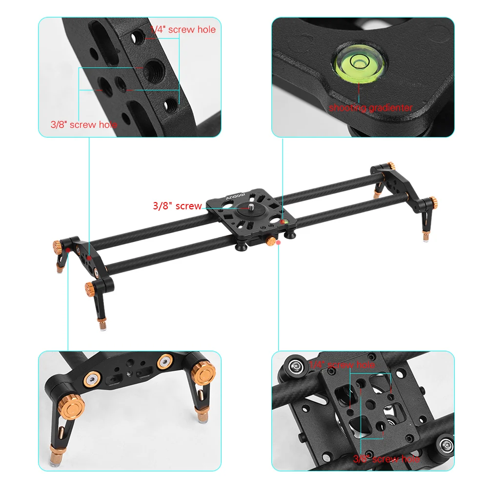 Andoer 60cm Track Dolly Slider Carbon Fiber Rail Stabilization System camera sliders for Sony DSLR Cameras Photography
Andoer 60cm Track Dolly Slider Carbon Fiber Rail Stabilization System camera sliders for Sony DSLR Cameras Photography