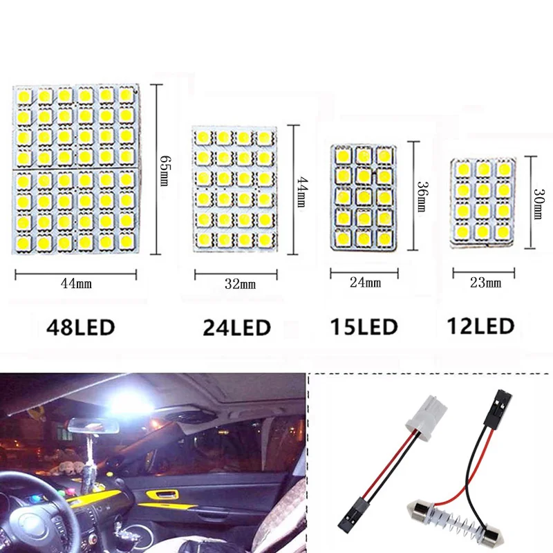 Auto T10 Festoon 5050 48/24/15/12 SMD Panel light White/Warm white/Cool white BA9S 12V Car LED Reading Dome Trunk lamp bulb.
Auto T10 Festoon 5050 48/24/15/12 SMD Panel light White/Warm white/Cool white BA9S 12V Car LED Reading Dome Trunk lamp bulb.