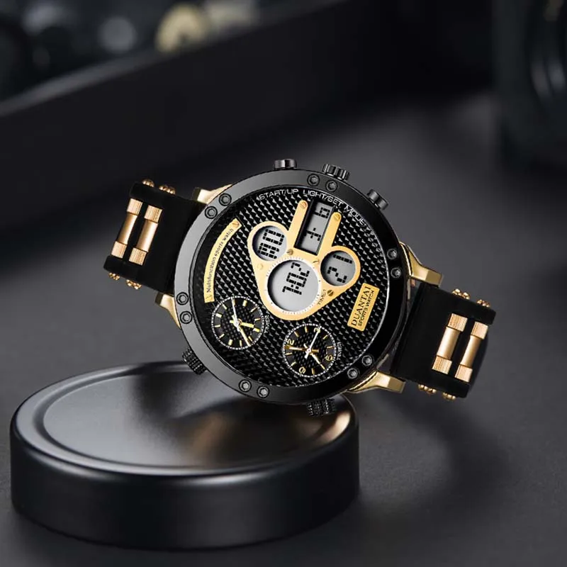 New Dual Display Watches Quartz Silicone Three Time Zone IP Blue Stopwatch Mens Watches Montre Homme
New Dual Display Watches Quartz Silicone Three Time Zone IP Blue Stopwatch Mens Watches Montre Homme