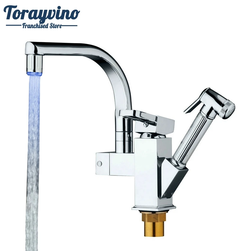 Torayvino Good Quality Concise Style Kitchen LED Light Mixer Single Holder Kitchen Faucet Polished Chromed Pull Out Mixers Tap
Torayvino Good Quality Concise Style Kitchen LED Light Mixer Single Holder Kitchen Faucet Polished Chromed Pull Out Mixers Tap
