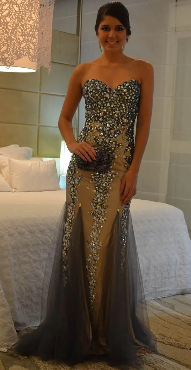 Mermaid Crystal Prom Dresses Strapless Floor Length Sweetheart Rhinestone Beading Evening Luxury Prom Gowns Custom Made
Mermaid Crystal Prom Dresses Strapless Floor Length Sweetheart Rhinestone Beading Evening Luxury Prom Gowns Custom Made