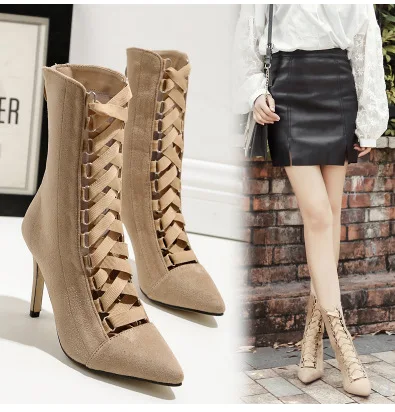 Moraima Snc 2019 New Fashion Woman Shoes Autumn Short Hollow Short Boots Black Apricot Thin Heels Pointed Toe Cross-tied Boots
Moraima Snc 2019 New Fashion Woman Shoes Autumn Short Hollow Short Boots Black Apricot Thin Heels Pointed Toe Cross-tied Boots