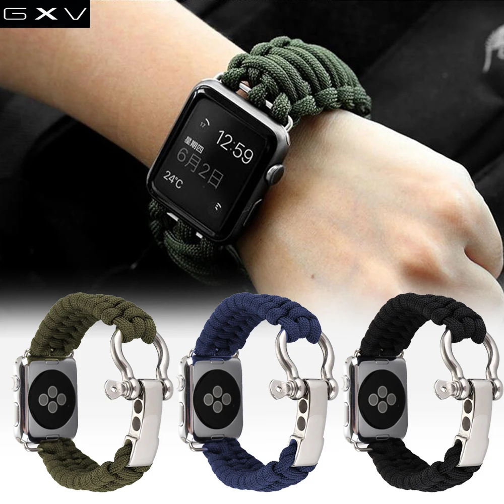 Ремешок GXV для Apple Watch Band высокопрочный нейлоновый ремешок браслет выживания на