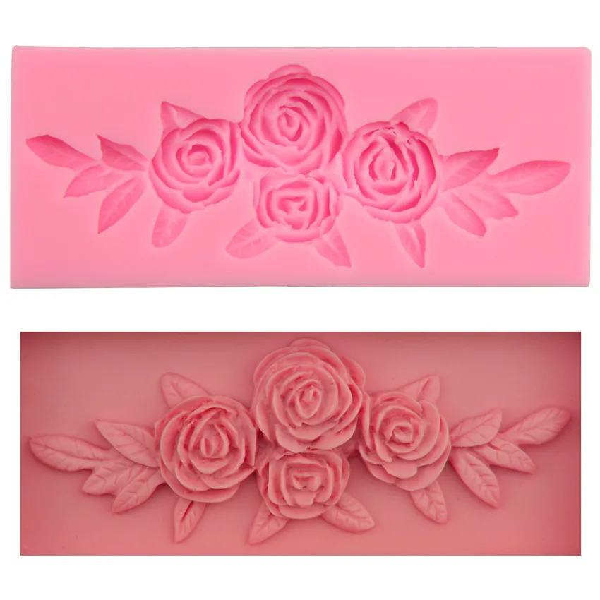 

Craft Flower Rose & Leaf Silicone Fondant Soap 3D Cake Mold Cupcake Jelly Candy Chocolate Decoration Baking Tool Moulds FQ2804