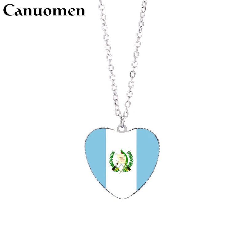 Canuomen КостаРика кулон в форме флага ожерелья 25 мм сердце стекло кабошон Guatemala Honduras
