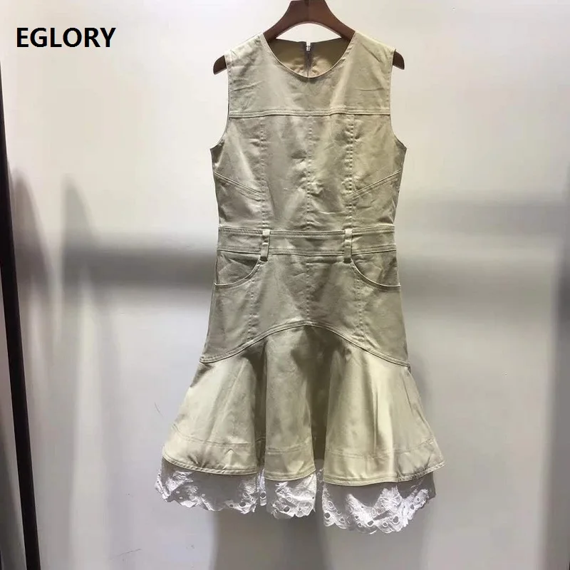 Sim Fit & Flare Dress 2020 Autumn Casual Jeans Dress Women O-Neck Hollow Out Embroidery Patchwork Sleeveless Twill Denim Dress
Sim Fit & Flare Dress 2020 Autumn Casual Jeans Dress Women O-Neck Hollow Out Embroidery Patchwork Sleeveless Twill Denim Dress