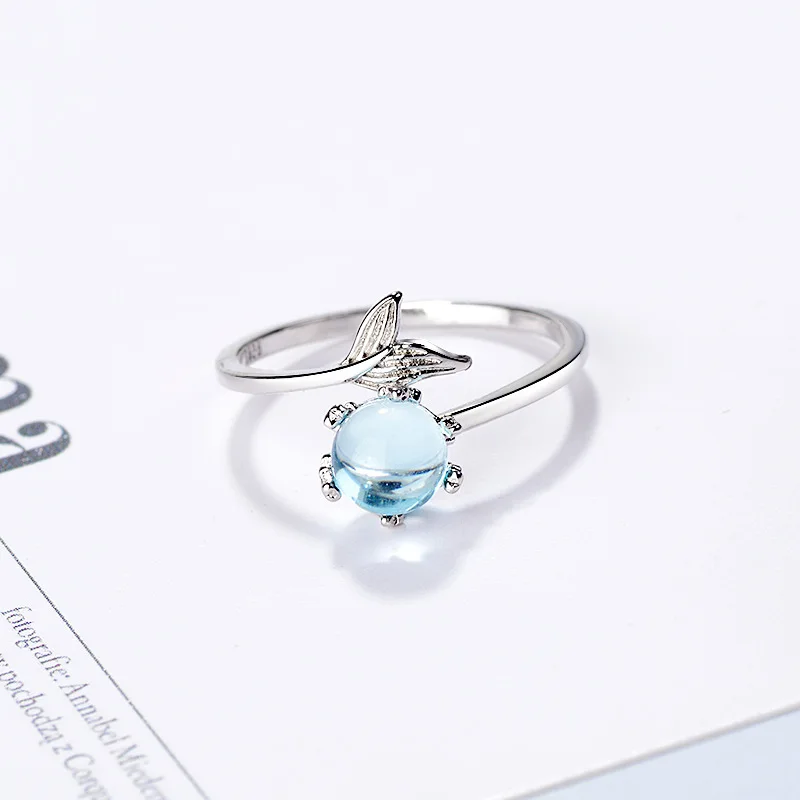FENGLI Open Blue Color Rhinestone Women Rings Fish Tears Deck Ring Adjustable Free Size Jewelry Wholesale | Украшения и