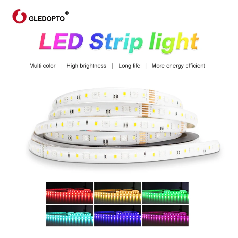 

Gledopto RGB+CCT LED strip light rgb ww/cw DC24V 5 meters IP65 waterproof and IP20 not waterproof rgbcct light SMD 5050 SMD 2835