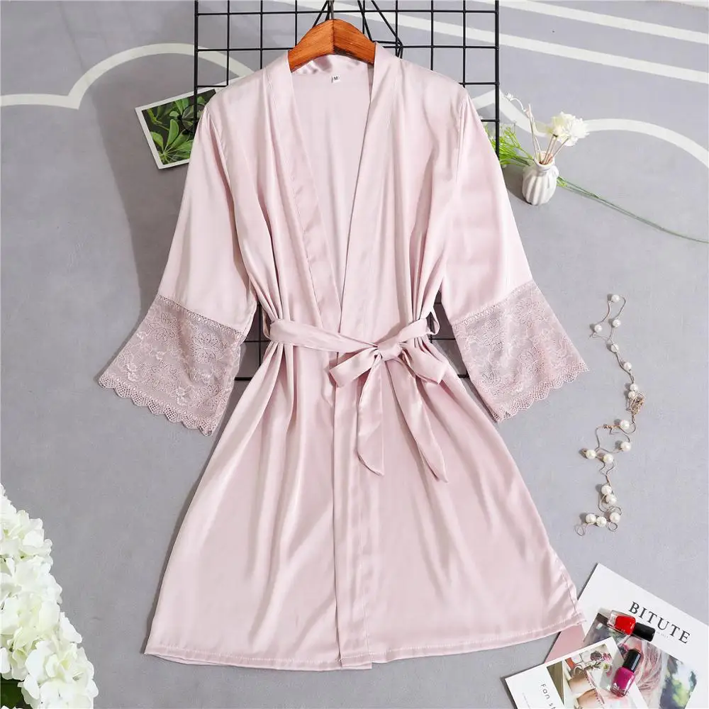 

Розовые женские кимоно Халат банный халат, пижамы, одежда для сна, Женская домашняя одежда для сна Ночная сорочка M-XL