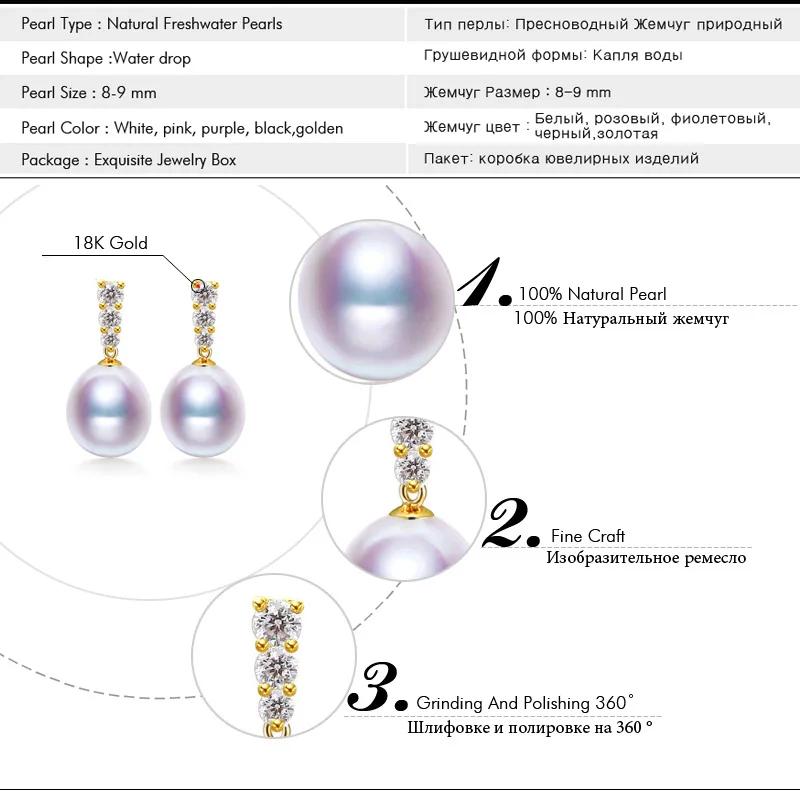 MINTHA 18k gold earrings pearl jewelry, Antiallergic 18K yellow Gold drop earrings For Women 2017 New Fashion long earrings