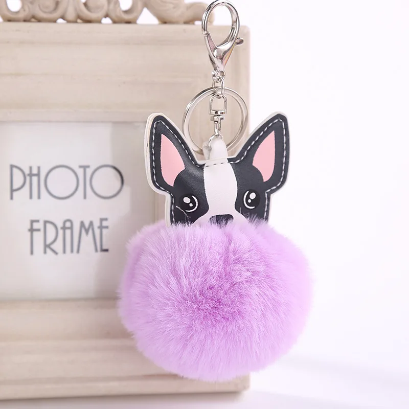 Милый брелок Pom Dog с меховым помпоном держатель для ключей ручная сумка подвесные