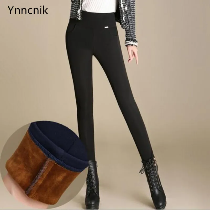 Ynncnik/женские узкие брюки больших размеров модные однотонные золотистые флисовые