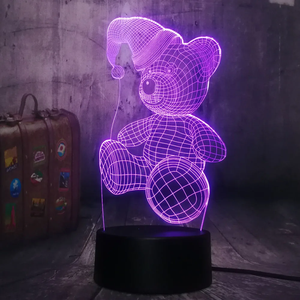 Novelty Cute Bear Wearing Hat LED 3D Night Light 7 Color Change Bedroom Baby Sleeping Table Lamp Child New Year Christmas lamp
Novelty Cute Bear Wearing Hat LED 3D Night Light 7 Color Change Bedroom Baby Sleeping Table Lamp Child New Year Christmas lamp