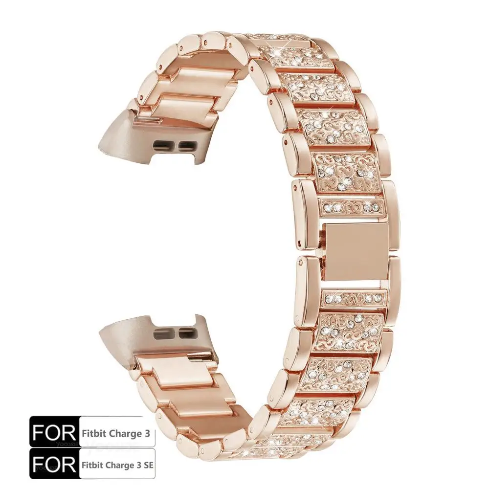 YOOSIDE металлический браслет из нержавеющей стали для Fitbit Charge 3 Bling Crystal