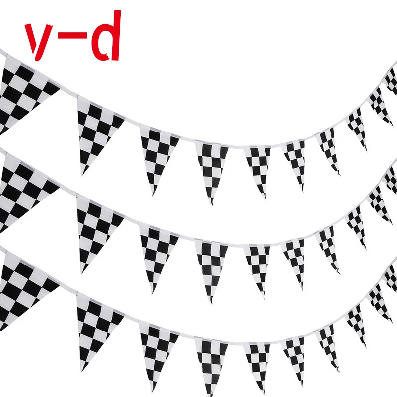 

Free Shipping xvggdg 10M 38pieces/set14cmx21cm Checkered Racing Flag Checkered Race Car Pennant Flags Banners