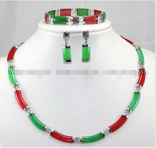 FREE shipping> >>>>>Charming Red & Green Jade Link Necklace Bracelet earrings Set
FREE shipping> >>>>>Charming Red & Green Jade Link Necklace Bracelet earrings Set