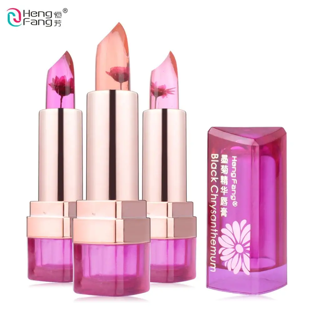 

3 Fruit Flavors Black Chrysanthemum Lipstick Temperature changed Lip Balm Moisturizer Lips 3.5g Makeup Brand HengFang #H9266