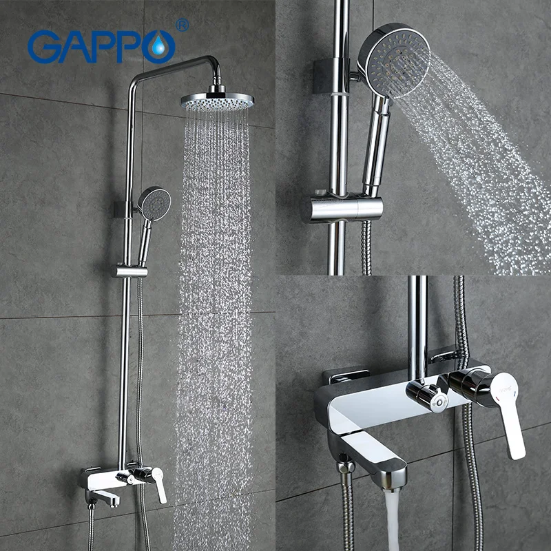 

GAPPO Shower Faucets Set Rainfall Shower Head Bathtub Mixer Faucet Tap Bathroom Stainless Shower Adjustable Slide Bar Shower Tap