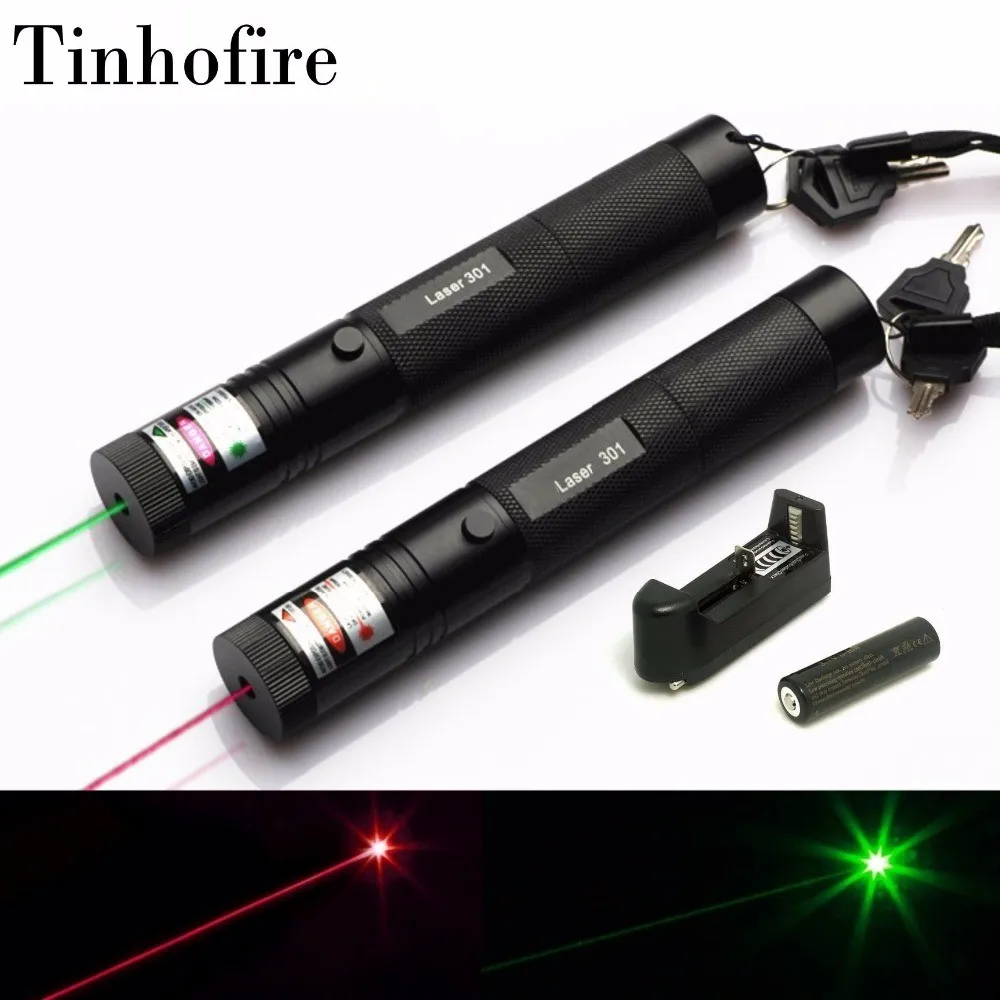 

Tinhofire Laser 301 5mW 532nm Green 650nm Red Laser Pointer Pen zoomable Lazer Laser With 18650 Battery and Charger