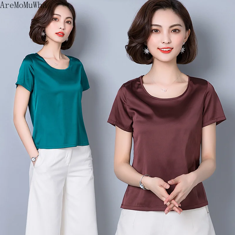 AreMoMuWha T2019 Summer New Silk T-shirt Korean Version of The Large Size Solid Color Loose Thin Satin Silk Shirt Female MH168
AreMoMuWha T2019 Summer New Silk T-shirt Korean Version of The Large Size Solid Color Loose Thin Satin Silk Shirt Female MH168
