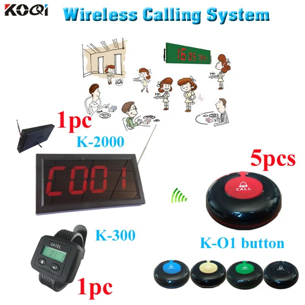1 display 1 watch 5 call button Table Bell Waterproof Wireless Restaurant customer call system Table order system
1 display 1 watch 5 call button Table Bell Waterproof Wireless Restaurant customer call system Table order system