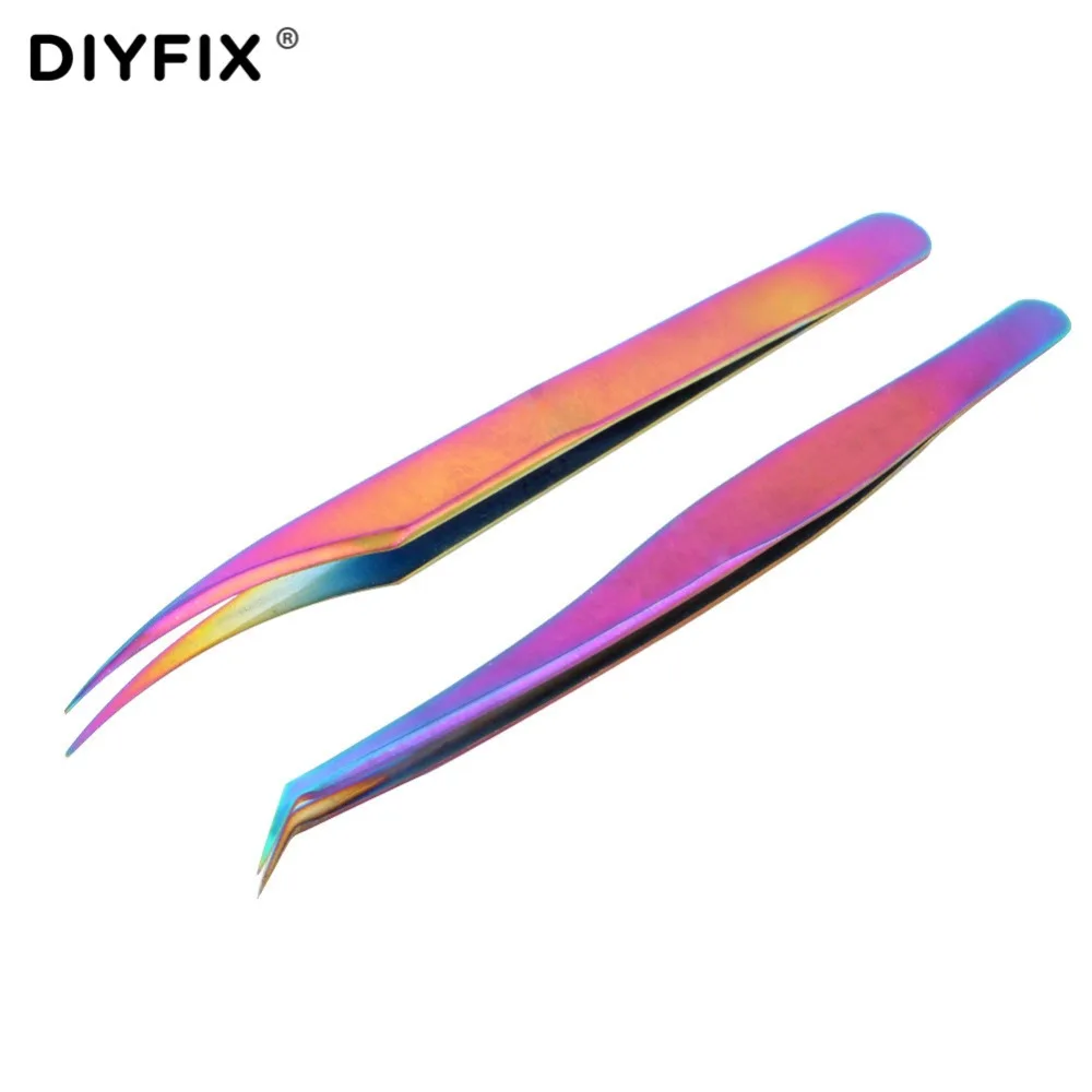 DIYFIX 2Pcs Electroplating Tweezers Eyelash Extension Forceps Curved Tips for Nail Art Rhinestones Gem Decor Picking Hand Tools
DIYFIX 2Pcs Electroplating Tweezers Eyelash Extension Forceps Curved Tips for Nail Art Rhinestones Gem Decor Picking Hand Tools