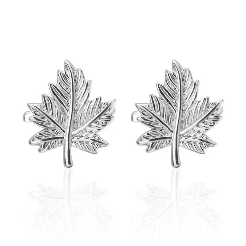 HYX Luxury Fashion cufflinks for mens Brand cuff buttons links High Quality Silvery Maple Leaf abotoaduras Jewelry | Украшения и