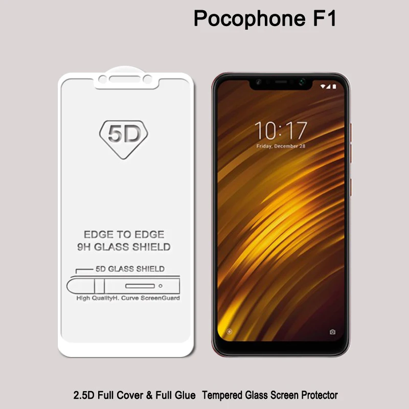5D 6D 9D полное клеевое закаленное стекло для Xiaomi Pocophone F1 покрытие Защитная