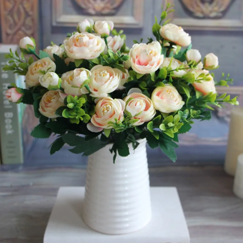 HIGHT Quality silk flower European 1 Bouquet Artificial Flowers Fall Vivid Peony Fake Leaf Wedding Home Party Decoration A
HIGHT Quality silk flower European 1 Bouquet Artificial Flowers Fall Vivid Peony Fake Leaf Wedding Home Party Decoration A