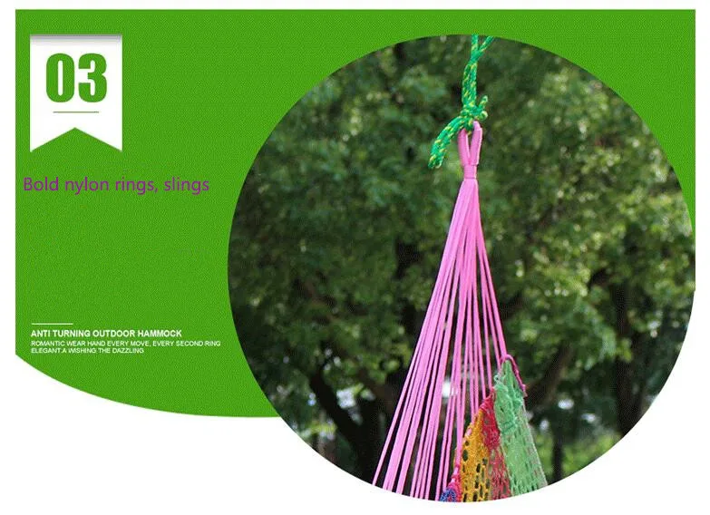 Summer breathable lightweight net hanging chair single hammock swing outdoor mesh hammock with pillow
Summer breathable lightweight net hanging chair single hammock swing outdoor mesh hammock with pillow